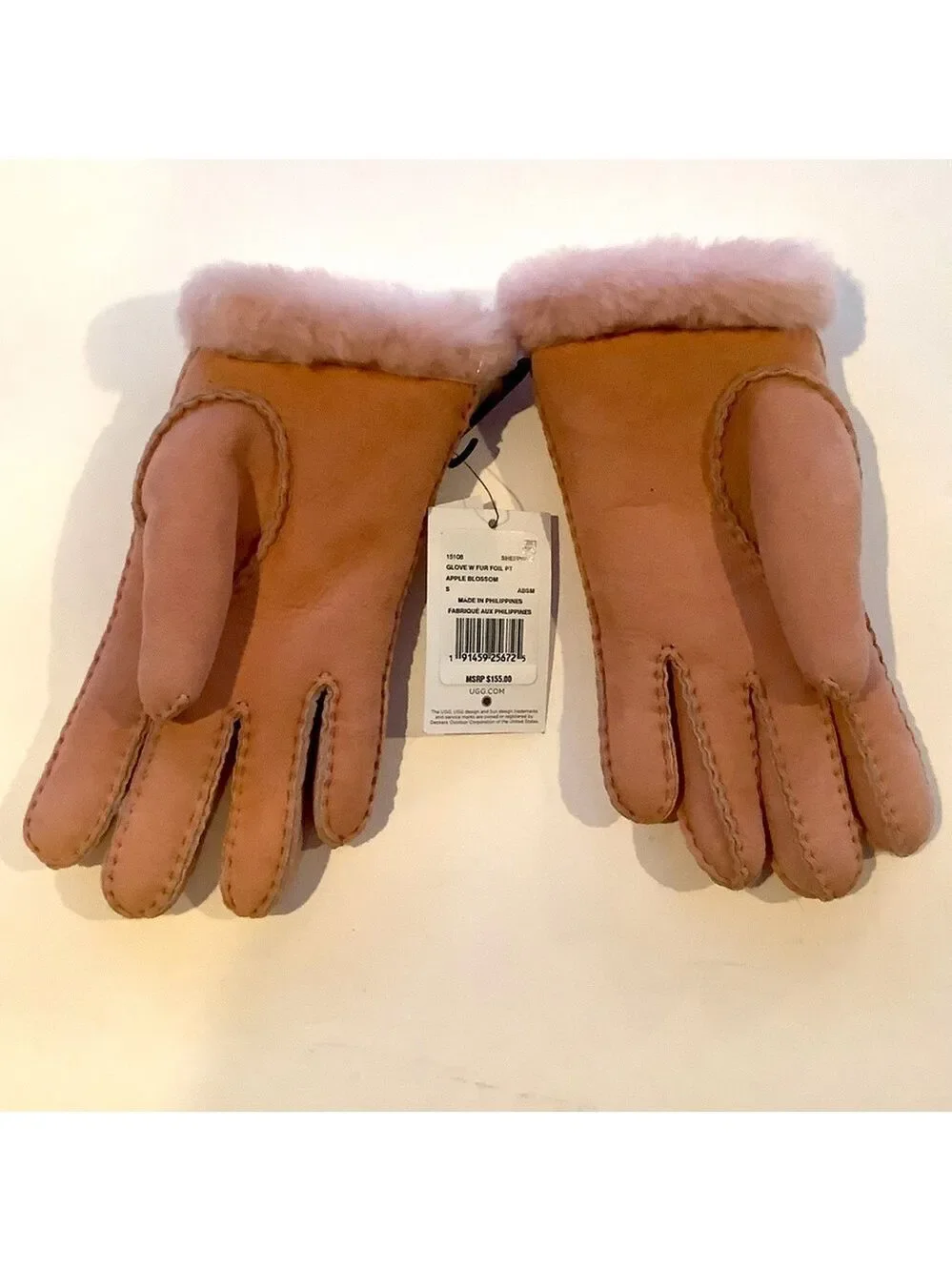 UGG Genuine Suede & Sheepskin Shearling Gloves Small New